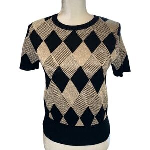 ZARA Knit Top Black and Gold #7